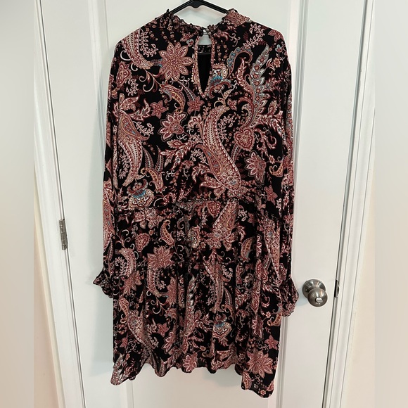 Anthropologie Women’s 2X Cadi Tiered Tunic Dress Floral Paisley Long Sleeve - Picture 10 of 13